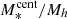 $ M_*^{\rm cent}/M_h $