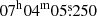 $ 07^{\mathrm{h}} 04^{\mathrm{m}} 05{{\overset{\text{s}}{.}}}250 $