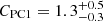 $ C_{\mathrm{PC1}}= 1.3_{-0.3}^{+0.5} $