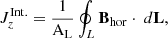 $$ \begin{aligned} J_z^\mathrm{Int.} = \frac{1}{\mathrm{A_L} } \oint _L \mathbf{B }_{\rm hor}\cdot \ d\mathbf{L }, \end{aligned} $$