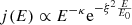 $$ \begin{aligned} j(E) \propto E^{-\kappa }\mathrm{e}^{-\xi ^{2}\frac{E}{E_{0}}} \end{aligned} $$