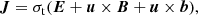 $$ \begin{aligned} \boldsymbol{J}=\sigma _{\rm t}(\boldsymbol{E}+\boldsymbol{u}\times \boldsymbol{B}+\boldsymbol{u}\times \boldsymbol{b}) ,\end{aligned} $$