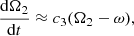 $$ \begin{aligned} \frac{\mathrm{d}\Omega _2}{\mathrm{d}t}&\approx c_3 (\Omega _2-\omega ), \end{aligned} $$