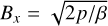 ${B_x} = \sqrt {{{2p} \mathord{\left/ {\vphantom {{2p} \beta }} \right. \kern-\nulldelimiterspace} \beta }} $