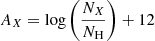 $ A_X = \log\left(\frac{N_X}{N_{\mathrm{H}}}\right) + 12 $
