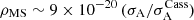 $ \rho_\mathrm{{MS}} \sim 9 \times 10^{-20} \, (\sigma_{\mathrm{A}}/\sigma_{\mathrm{A}}^\mathrm{{Cass}}) $