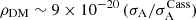 $ \rho_\mathrm{{DM}} \sim 9 \times 10^{-20}\, (\sigma_\mathrm{{A}}/\sigma_{\mathrm{A}}^\mathrm{{Cass}}) $