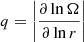 $ q = \left| \frac{\partial \ln \Omega}{\partial \ln r} \right| $