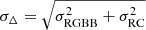 $ \sigma_\Delta = \sqrt{\sigma_{\mathrm{RGBB}}^2 + \sigma_{\mathrm{RC}}^2} $