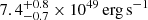 $ 7.4^{+0.8}_{-0.7} \times 10^{49}\, \mathrm{erg\,s}^{-1} $