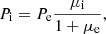 $$ \begin{aligned} P_{\rm i}=P_{\rm e} \frac{\mu _{\rm i}}{1+\mu _{\rm e}}, \end{aligned} $$