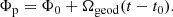 $$ \begin{aligned} \Phi _{\rm p} = \Phi _0 + \Omega _{\rm geod} ( t-t_0). \end{aligned} $$