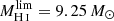 $ M_{\mathrm{H}\,{\textsc{i}}}^{\mathrm{lim}} = 9.25\,M_{\odot} $