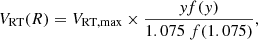 $$ \begin{aligned} V_{\rm {RT}}(R) = V_{\rm {RT, max}} \times \frac{y f(y)}{1.075~f(1.075)}, \end{aligned} $$