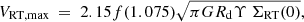 $$ \begin{aligned} V_{\rm {RT, max}}~=~ 2.15 f(1.075) \sqrt{\pi G {R_{\rm {d}}} \Upsilon ~\Sigma _{\rm {RT}}(0)}, \end{aligned} $$