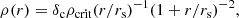 $$ \begin{aligned} \rho (r) = \delta _{\rm {c}} \rho _{\rm {crit}} (r / r_{\rm {s}})^{-1} (1 + r/r_{\rm {s}})^{-2}, \end{aligned} $$