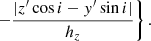 $$ \begin{aligned}&\left. - \frac{| z^{\prime } \cos i - y^{\prime } \sin i |}{h_z} \right\} . \end{aligned} $$