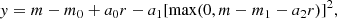 $$ \begin{aligned} { y} = m - m_0 + a_0 r - a_1 [\mathrm{max} (0,m-m_1-a_2r)]^2, \end{aligned} $$