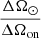 $ \frac{\Delta\Omega_{\odot}}{\Delta \Omega_{\mathrm{on}}} $