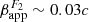 $ \beta^{F_2}_{\rm app}\sim0.03c $