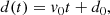 $$ \begin{aligned} d(t) = v_0t+d_0, \end{aligned} $$