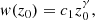 $$ \begin{aligned} w(z_{\rm 0}) = c_1z_{\rm 0}^\gamma , \end{aligned} $$