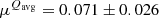 $ \mu^{Q_{\rm avg}} = 0.071\pm0.026\ $
