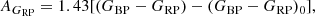 $$ \begin{aligned} A_{G_{\rm RP}} = 1.43 [(G_{\rm BP} - G_{\rm RP}) - (G_{\rm BP} - G_{\rm RP})_0], \end{aligned} $$