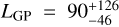 ${L_{{\rm{GP}}}} = 90_{ - 46}^{ + 126}$