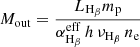 $$ \begin{aligned} {M}_{\rm out} = \frac{L_{\rm H_\beta } m_{\rm p}}{{\alpha _{\rm H_\beta }^\mathrm{eff}}\, h \, \nu _{\rm H_\beta }\, n_{\rm e}} \end{aligned} $$