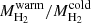 $ M_{\text{H}_2}^{\rm warm}/M_{\text{H}_2}^{\rm cold} $