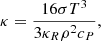 $$ \begin{aligned} \kappa =\frac{16\sigma T^3}{3\kappa _R\rho ^2 c_P}, \end{aligned} $$