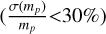 $\left( {{{\sigma \left( {{m_p}} \right)} \over {{m_p}}} < 30\% } \right)$