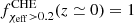 $ f^{\rm CHE}_{\chi_{\rm eff}>0.2}(z \simeq 0)=1 $