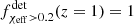 $ f^{\rm det}_{\chi_{\rm eff}>0.2}(z=1)=1 $
