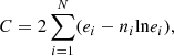 $$ \begin{aligned} C = 2 \sum _{i=1}^{N}(e_i - n_i\mathrm{ln}e_i), \end{aligned} $$