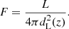 $$ \begin{aligned} F = \frac{L}{4\pi d_{\rm L}^2(z)}. \end{aligned} $$