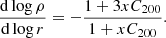 $$ \begin{aligned} \frac{\mathrm{d}\log \rho }{\mathrm{d}\log r}= -\frac{1+3xC_{200}}{1+xC_{200}}. \end{aligned} $$