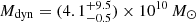 $ M_{\mathrm{dyn}} = (4.1^{+9.5}_{-0.5})\times 10^{10}\, M_\odot $