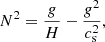 $$ \begin{aligned} N^2=\frac{g}{H}-\frac{g^2}{c_{\rm s}^2}, \end{aligned} $$