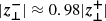 $ |\boldsymbol{z_{\perp}^-}|\approx 0.98|\boldsymbol{z_{\perp}^+}| $