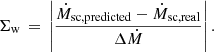 $$ \begin{aligned} \Sigma _{\rm w}\,=\,\left|\frac{\dot{M}_{\rm sc,predicted}-\dot{M}_{\rm sc,real}}{\Delta \dot{M}}\right|. \end{aligned} $$