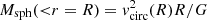 $ M_{\mathrm{sph}}({ < }r=R) = {\it v}_{\mathrm{circ}}^2(R) R / G $