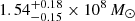 $ 1.54^{+0.18}_{-0.15}\times10^{8}\,M_{\odot} $