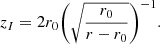 $$ \begin{aligned} z_{I}=2 r_0\bigg (\sqrt{\frac{r_0}{r-r_0}}\bigg )^{-1}. \end{aligned} $$