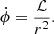 $$ \begin{aligned}&\dot{\phi }=\frac{\mathcal{L} }{r^2}. \end{aligned} $$