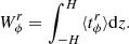 $$ \begin{aligned} W^r_\phi&=\int ^H_{-H}\langle t^r_\phi \rangle \mathrm{d}z. \end{aligned} $$