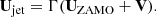$$ \begin{aligned} \mathbf U _{\mathrm{jet} }=\Gamma ( \mathbf U _{\mathrm{ZAMO} }+ \mathbf V ). \end{aligned} $$
