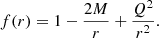 $$ \begin{aligned} f(r)=1-\frac{2M}{r}+\frac{Q^2}{r^2}. \end{aligned} $$