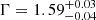 $ \Gamma =1.59^{+0.03}_{-0.04} $